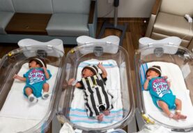 Los bebés son hinchas del Super Bowl en Miami