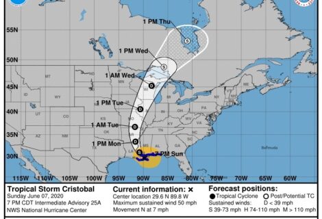 Tormenta tropical Cristóbal toca tierra en Luisiana