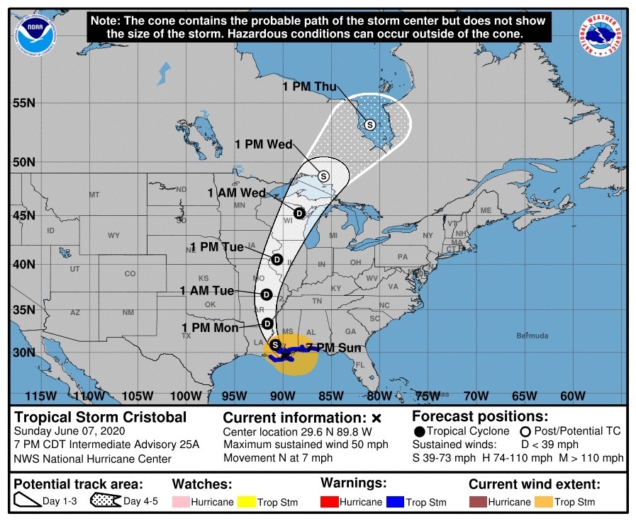 Tormenta tropical Cristóbal toca tierra en Luisiana