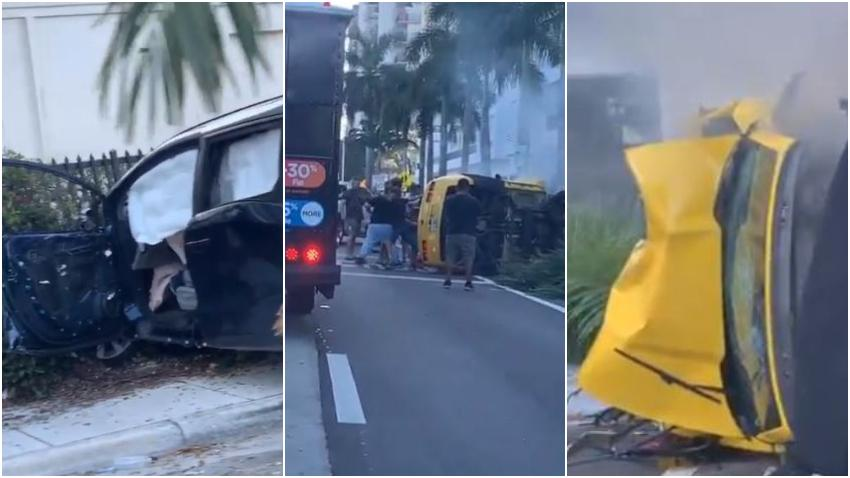 Aparatoso accidente deja dos heridos en Miami