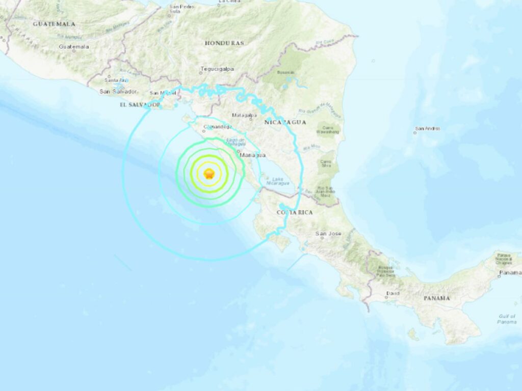 Terremoto de magnitud 6.7 sacude la costa de Nicaragua