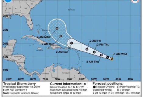 Se forma la tormenta tropical Jerry y huracán Humberto afecta ya a Bermuda
