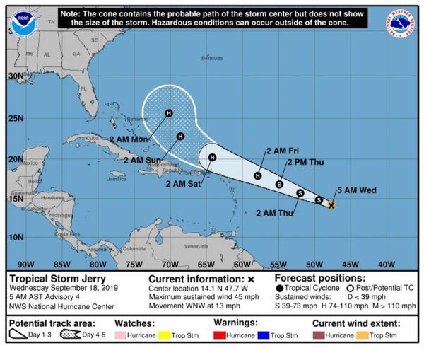 Se forma la tormenta tropical Jerry y huracán Humberto afecta ya a Bermuda